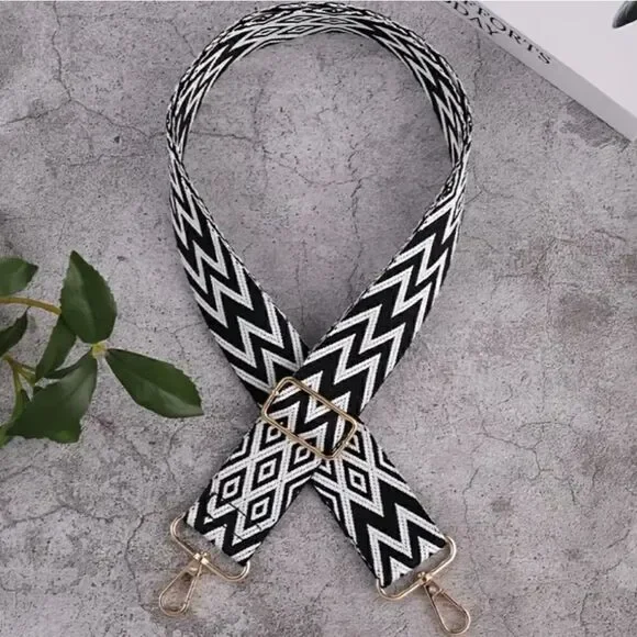 Shoulder Bag Strap Adjustable Replacement Accessory Black and White or Beige - Picture 10 of 12